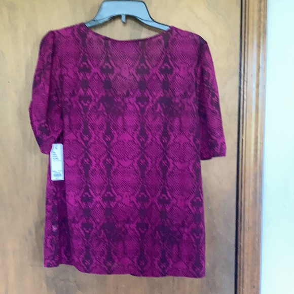 Apt 9 rouched sheer sleeve pink snake print top with stretch size L - Picture 8 of 17